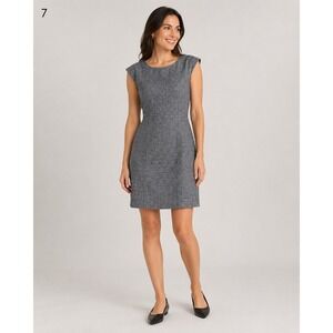 Saint Tropez West Career Dress Women 8 Gray 100% Linen Cap Sleeve Zip Back Lined